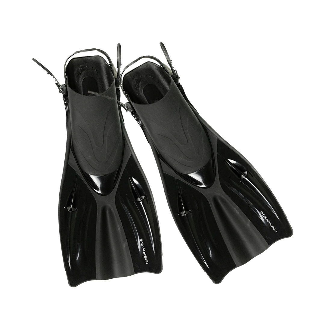 SHARKSKIN ADULT MASK, COMFORT SNORKEL & FIN SET WITH MESH BAG