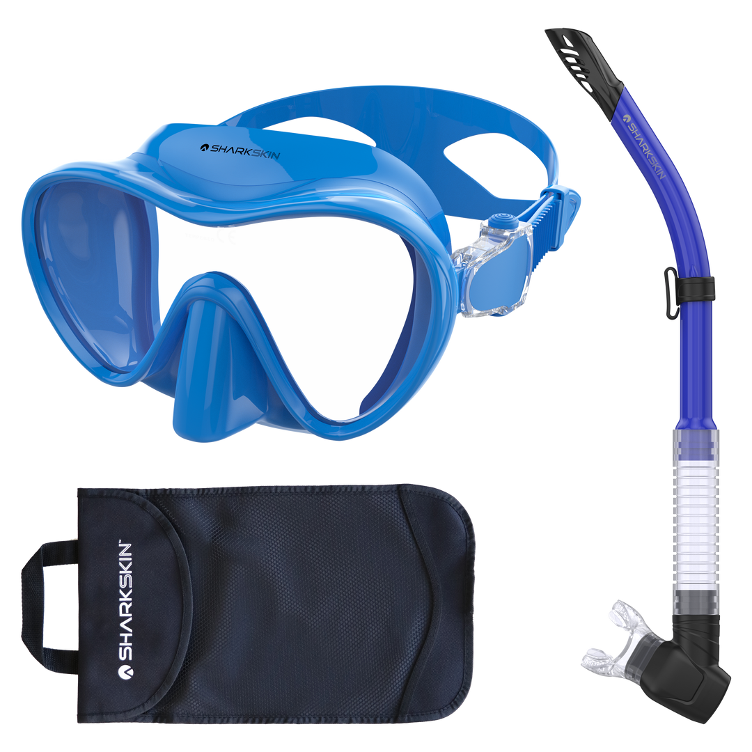 SHARKSKIN ADULT MASK & COMFORT SNORKEL SET WITH MESH BAG
