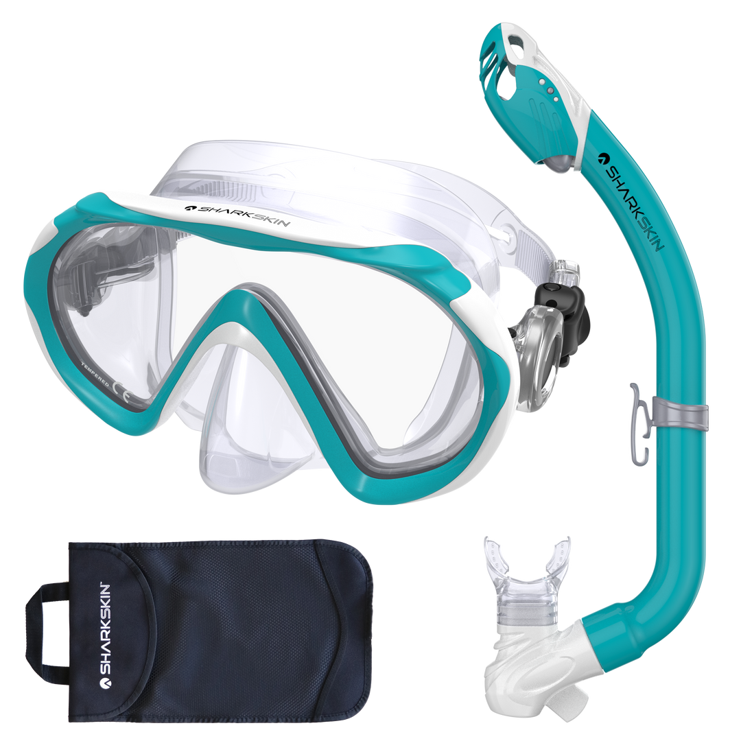 SHARKSKIN JUNIOR MASK & DRY SNORKEL SET WITH MESH BAG