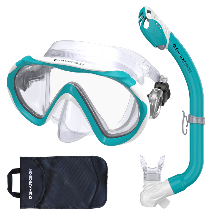 SHARKSKIN JUNIOR MASK & DRY SNORKEL SET WITH MESH BAG