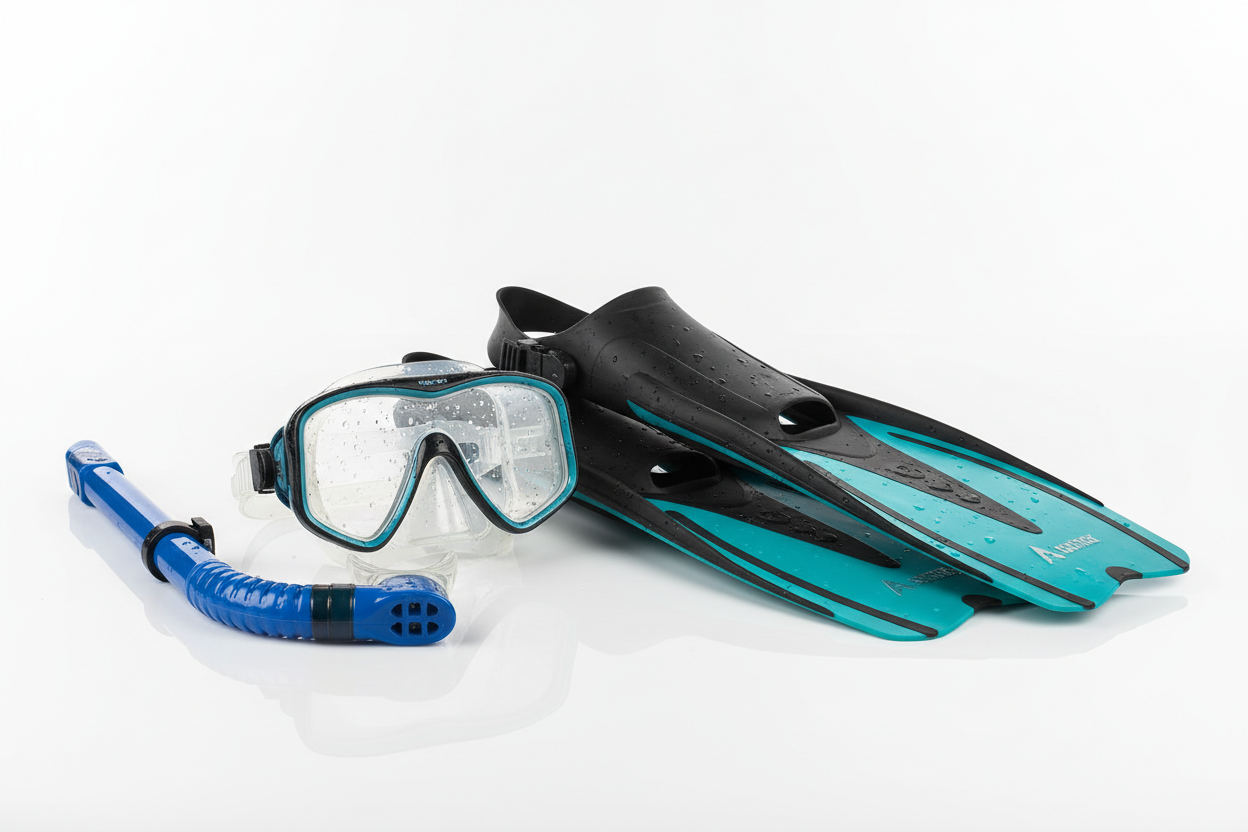 BUNDLE OF SNORKEL MASK AND FINS